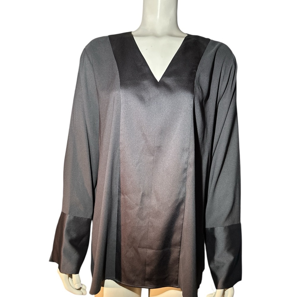 Ann Taylor Charcoal V-Neck Blouse